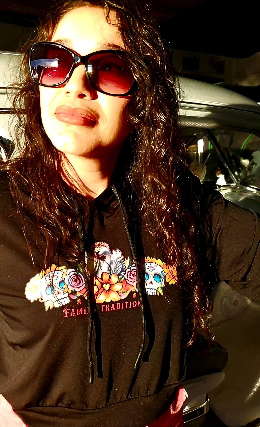 "Family Traditions" Ladies Dry Fit Crop Hoodie