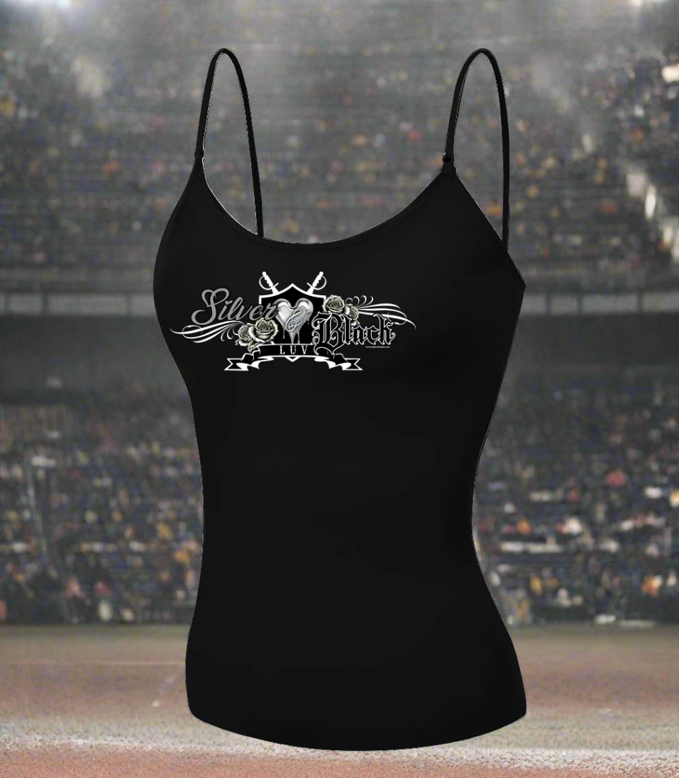 "Silver & Black Luv" Ladies Cami w/Adjustable Straps