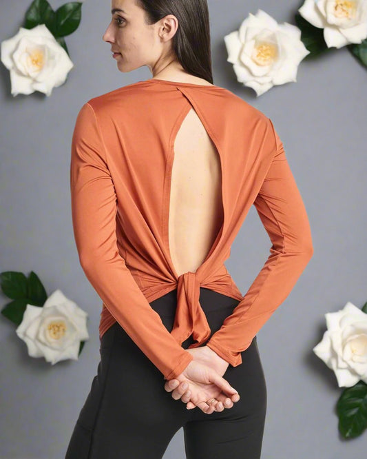 "Family Traditions" Ladies Dry-Fit Long-Sleeve Tie / Open Back