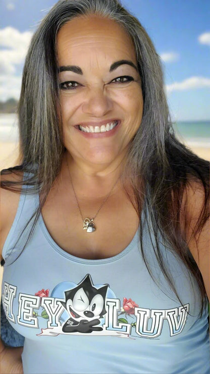 "Hey Luv" Ladies Scoop Neck Tank Top